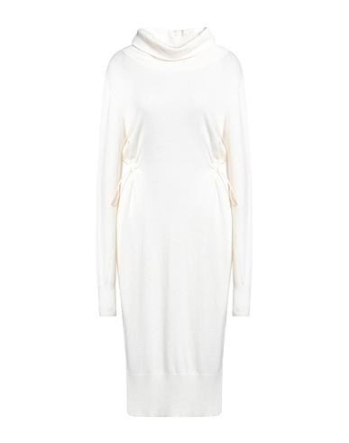 EUROPEAN CULTURE Midi dress Cream 40% Wool, 30% Viscose, 20% Polyamide, 10% Cashmere