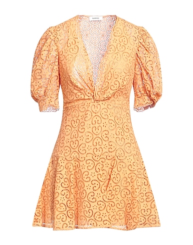 SANDRO Short dress Apricot 70% Polyester, 30% Cotton