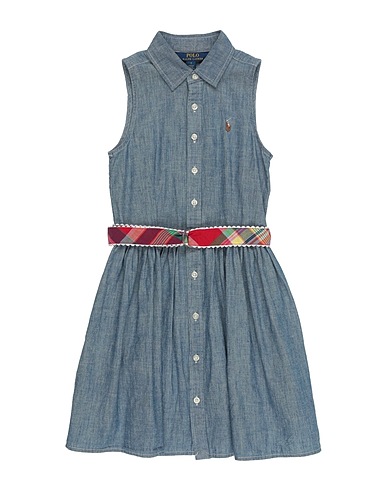 POLO RALPH LAUREN Dress Belted Indigo Chambray Shirtdress
 Blue 100% Cotton