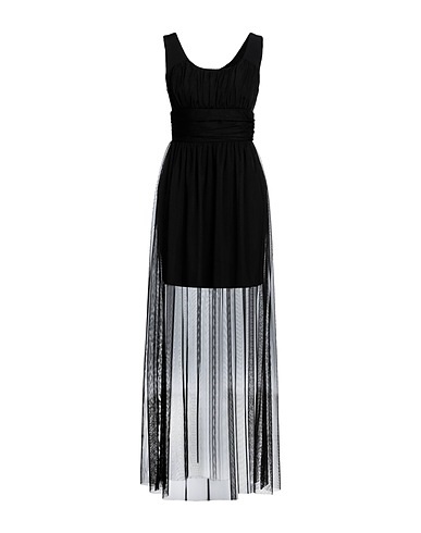 CARLA MONTANARINI Long dress Black 100% Polyester, Elastane