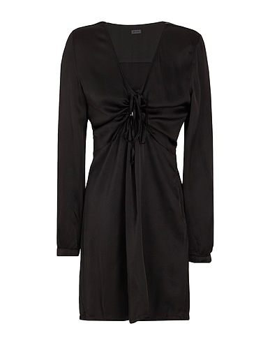 8 by YOOX Short dress CUT-OUT FRONT L/SLEEVE MINI DRESS
 Black 100% Viscose