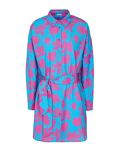 8 by YOOX Shirt dress PRINTED COTTON CHEMISIER BELTED MINI DRESS
 Fuchsia 100% Cotton