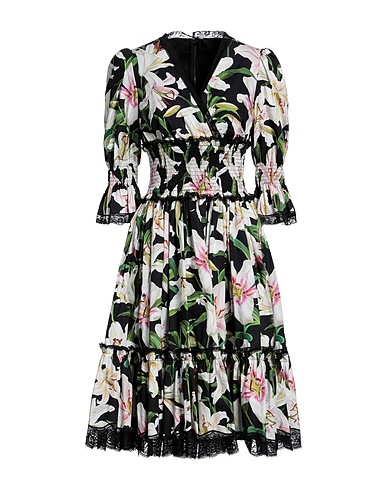 DOLCE&GABBANA Long dress Black 89% Cotton, 9% Polyamide, 2% Rayon