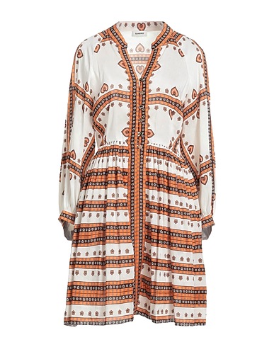 SANDRO Shirt dress Orange 77% Linen, 23% Silk