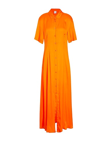 8 by YOOX Vestito chemisier CHEMISIER MAXI DRESS
 Arancione 100% Viscosa