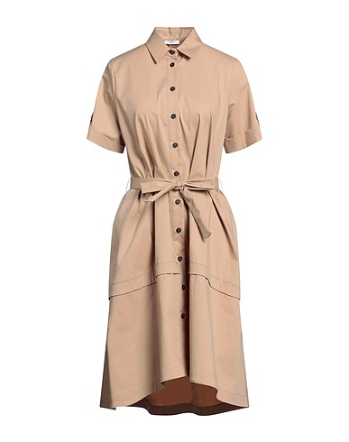 PESERICO Midi dress Light brown 63% Cotton, 32% Polyester, 5% Elastane