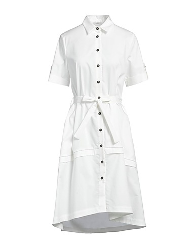 PESERICO Midi dress White 63% Cotton, 32% Polyester, 5% Elastane