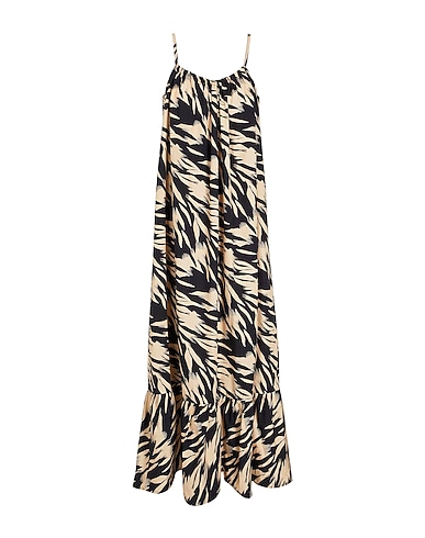 8 by YOOX Long dress PRINTED COTTON MAXI DRESS
 Black 100% Cotton