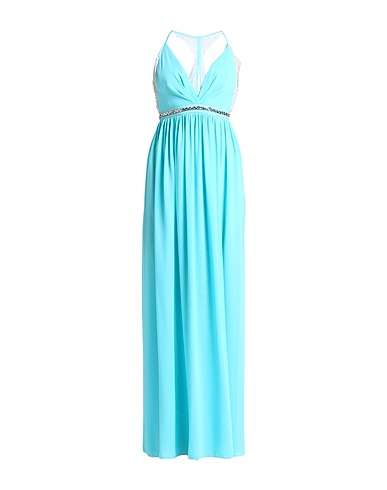 ANNA MOLINARI Long dress Sky blue Polyester, Polyamide, Elastane