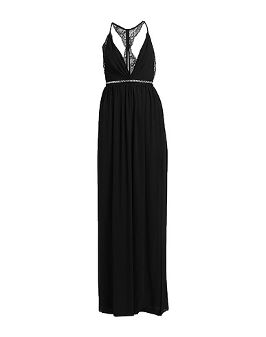 ANNA MOLINARI Vestito lungo Nero Poliestere, Poliammide, Elastan