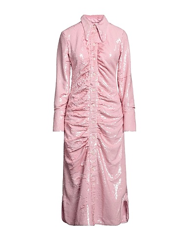 GANNI Midi dress Pink 100% Polyester