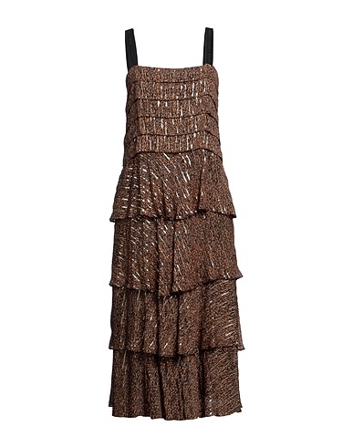 PINKO UNIQUENESS Midi dress Camel 92% Viscose, 8% Metallic fiber, Polyester, Polyamide, Elastane