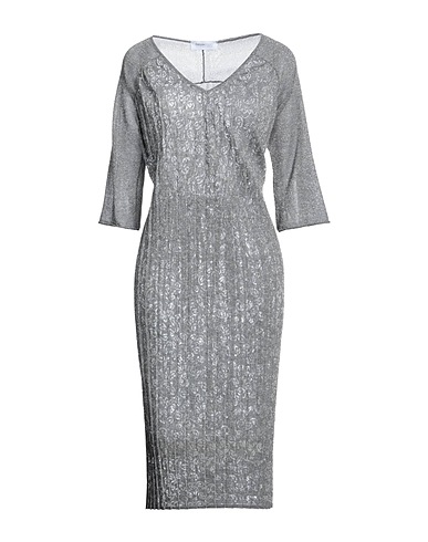 PIANURASTUDIO Midi dress Grey 70% Viscose, 16% Polyamide, 14% Metallic fiber