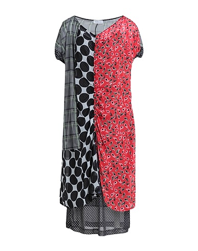 PIANURASTUDIO Vestito midi Rosso pomodoro 100% Poliestere, Poliammide