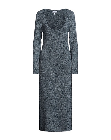 GANNI Long dress Pastel blue 55% Rayon, 29% Polyamide, 16% Eco Polyester