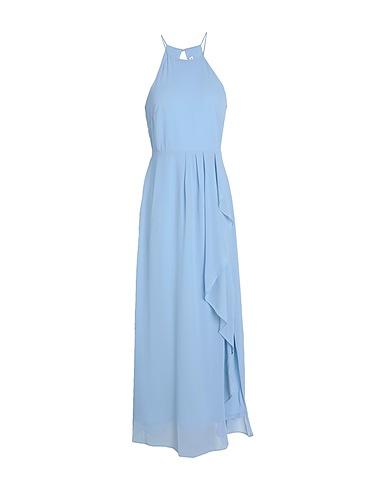VILA Vestito lungo Blu chiaro 51% Poliestere riciclato, 49% Poliestere