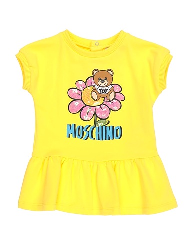 MOSCHINO BABY Vestido para bebé  Yellow 96% Cotton, 4% Elastane, Polyester