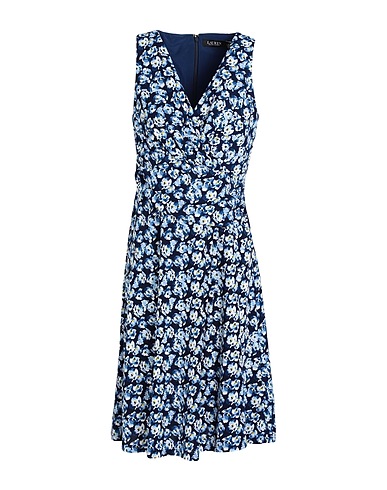 LAUREN RALPH LAUREN Midi dress FLORAL JERSEY SLEEVELESS DRESS
 Midnight blue 94% Polyester, 6% Elastane