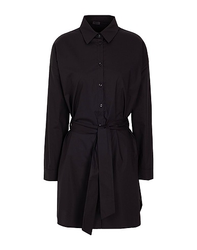 8 By YOOX COTTON CHEMISIER BELTED MINI DRESS | Black Women‘s Office ...