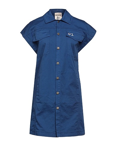 SEMICOUTURE Shirt dress Navy blue 98% Cotton, 2% Elastane
