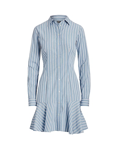 LAUREN RALPH LAUREN Office dress STRIPED COTTON BROADCLOTH SHIRTDRESS
 Sky blue 100% Cotton