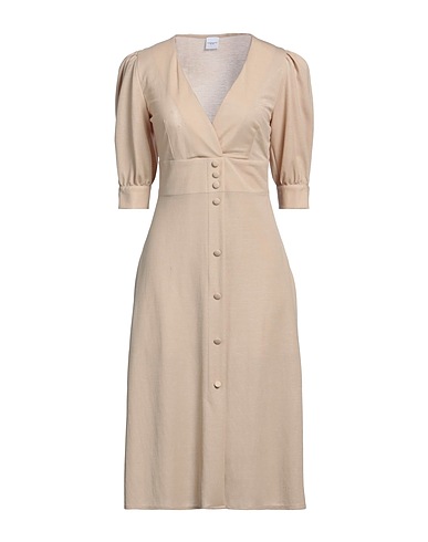 ELEONORA STASI Midi dress Beige 50% Viscose, 25% Polyester, 25% Polyamide