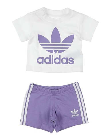 ADIDAS ORIGINALS Baby co-ord  Trefoil Shorts Tee Set
 White 100% Cotton