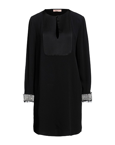TWINSET Short dress Black 71% Acetate, 29% Viscose, Cotton, Polyester, Mother-of-pearl
