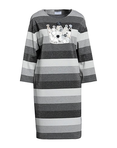 CLIPS MORE Vestido midi Gris 66% Poliéster, 25% Viscosa, 7% Poliamida, 2% Elastán