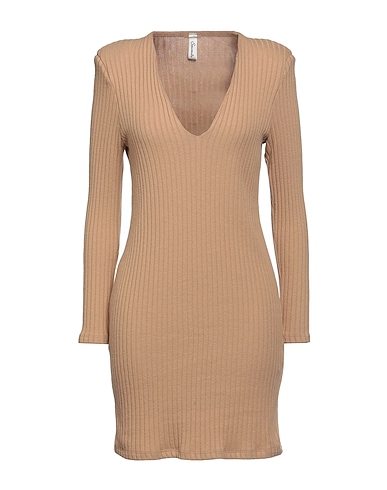 SOUVENIR Short dress Light brown 62% Polyester, 33% Viscose, 5% Elastic fibres