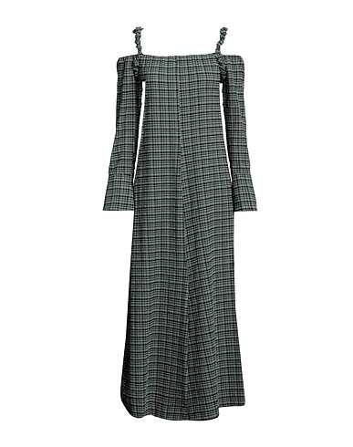 GANNI Long dress Sage green 51% Recycled polyester, 43% Polyamide, 6% Polyester
