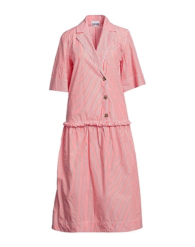 GANNI Midi dress Red 100% Organic cotton