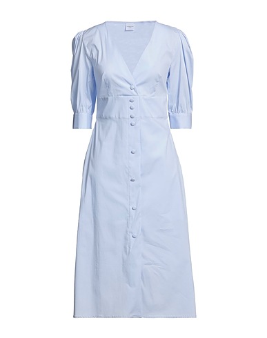 ELEONORA STASI Midi dress Sky blue 78% Cotton, 19% Nylon, 3% Lycra®
