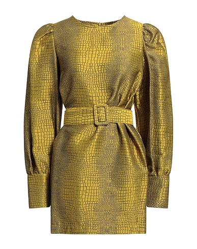 ANDAMANE Kurzes Kleid Senf 40% Viskose, 37% Polyester, 21% Baumwolle, 2% Andere Fasern