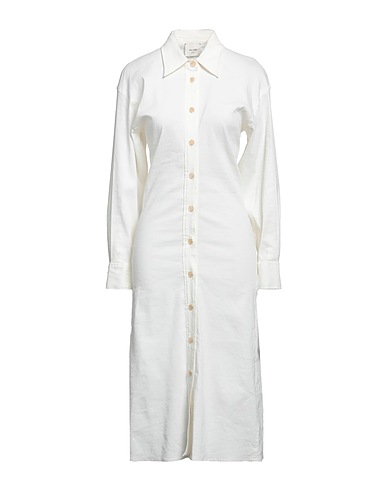 ALYSI Midi dress Off white 62% Linen, 34% Viscose, 4% Elastane