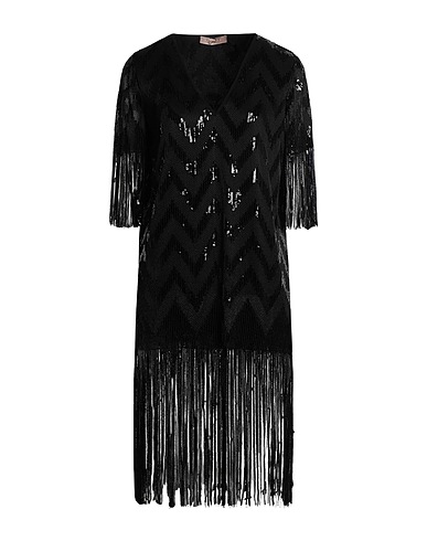 TWINSET Midi dress Black 95% Polyester, 5% Elastane, Polyamide