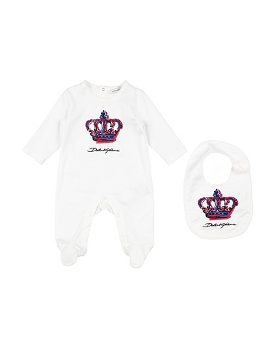 DOLCE&GABBANA Strampelanzug für Babys Elfenbein 100% Baumwolle