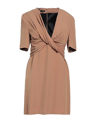 HANITA Short dress Camel 96% Polyester, 4% Elastane