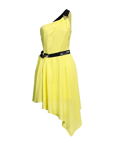 VERSACE JEANS COUTURE One-shoulder dress Lime green 100% Viscose, Polyester, Elastane