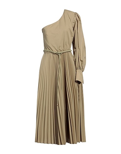 FEDERICA TOSI Long dress Khaki 65% Polyester, 35% Cotton