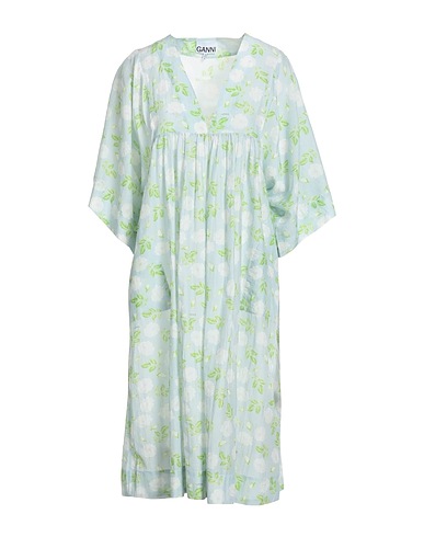 GANNI Midi dress Sky blue 70% Cotton, 30% Silk