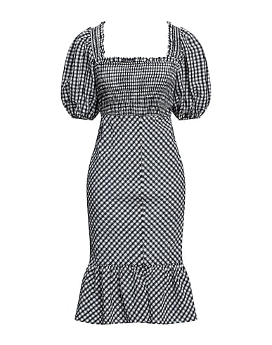 GANNI Midi-Kleid Schwarz 44% Recyceltes Polyester, 42% Organische Baumwolle, 14% Polyamid
