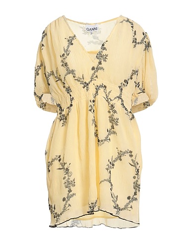 GANNI Short dress Pastel yellow 100% Recycled polyester