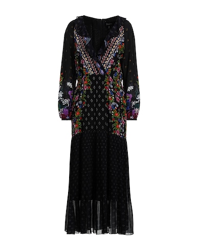 SALONI Midi dress Black 100% Silk, Polyester