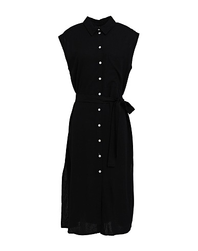 VERO MODA Midi dress Black 55% EcoVero™ viscose, 45% Linen