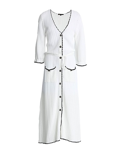 MAJE Midi dress White 63% Viscose, 37% Polyamide, Cotton