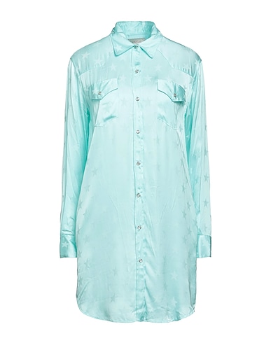 LANEUS Shirt dress Turquoise 100% Viscose