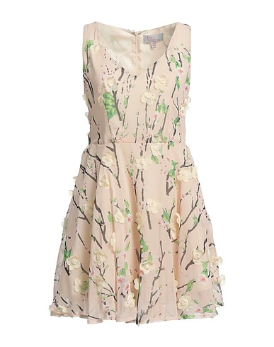 CHARMING Short dress Beige 95% Acrylic, 5% Elastane