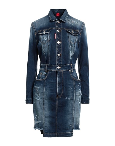 DSQUARED2 Shirt dress HONEY Blue 89% Cotton, 8% Elastomultiester, 3% Elastane