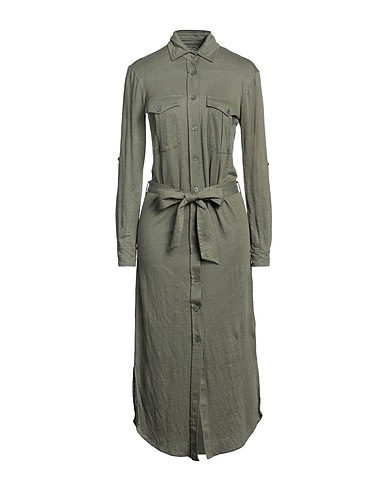 MAJESTIC FILATURES Long dress Military green 94% Linen, 6% Elastane
